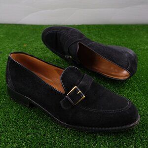 Yanko Olive Suede Leather Gold Buckle Heel Loafer Traveler Mens 9 EE Hard Bottom